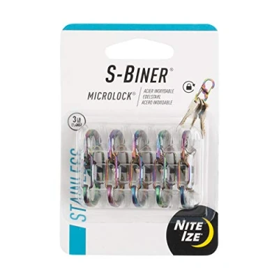 Abbildung von Nite Ize S Biner MicroLock Mini Karabiner Clips für Schlüsselanhänger Organizer &amp; Reisezubehör kleine mit sicherem Verschluss Edelstahl, 5 Stück