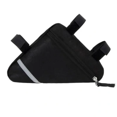 Abbildung von Aiqeer 1 Stück Fahrrad Ddreiecktasche, Nylon Vorderrohr Rahmentasche, Wasserdichte Werkzeugtasche (Schwarz)