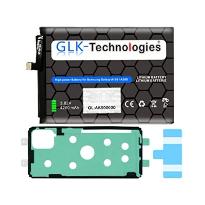 Abbildung von High Power Ersatzakku kompatibel mit Samsung Galaxy A20s (A207F) GLK Technologies Battery accu 4200mAh Akku inkl. 2X Klebebandsätze
