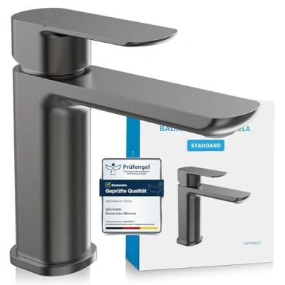 Abbildung von Bächlein Badarmatur Elegante Waschtischarmatur Mizarela (Anthrazit) hochwertiger Wasserhahn im minimalistischen Design