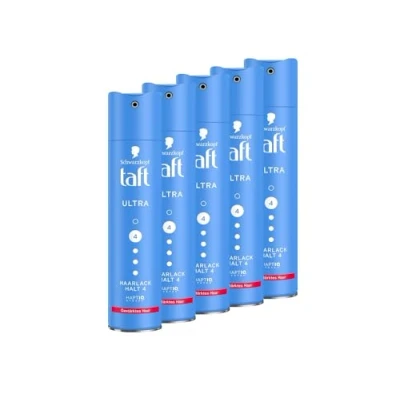 Abbildung von Schwarzkopf Taft Haarlack Ultra (5x 250ml), Haltegrad 4 Haarstyling, Haarspray für alle Haartypen, gestärktes Haar, vegane Formel*