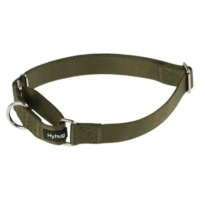 Abbildung von Hyhug Pets Martingal Halsband für Jungen und Mädchen, verbessertes strapazierfähiges Nylon, Anti Flucht, bequem sicher, professionelles Training, tägliches Gehen (Armeegrün, Größe S)