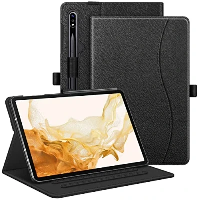 Abbildung von Fintie Hülle für Samsung Galaxy Tab S8 Plus 2022/S7 FE 2021/S7 2020 12,4 Zoll, Multi Winkel Viewing Schutzhülle mit Tasche, Auto Sleep/Wake, Schwarz