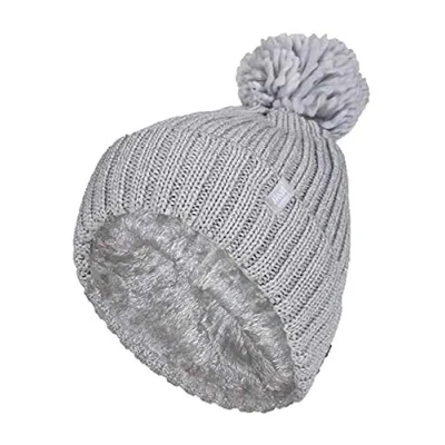 Abbildung von HEAT HOLDERS Damen Warm Strick Kunstfell Mütze mit Bommel und Fleecefutter (One Size, Light Grey (Arden))