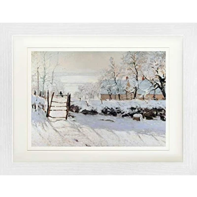 Abbildung von 1art1 Claude Monet Poster Die Elster, 1868 69 Gerahmtes Bild Mit Edlem Passepartout Wand Bilder Im Bilderrahmen 40x30 cm