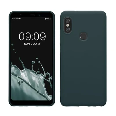 Abbildung von kwmobile Hülle kompatibel mit Xiaomi Redmi Note 5 (Global Version) / Pro weiches TPU Silikon Case Cover geeignet für kabelloses Laden Dunkler Schiefer