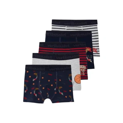 Abbildung von Vertbaudet 5er Pack Jungen Boxershorts mit Bio Baumwolle, Basketball grau meliert 152