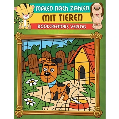 Abbildung von Malen nach Zahlen mit Tieren: Aktivitäts Malbuch für Kinder (Dschungeltiere, Meerestiere, Waldtiere und mehr)