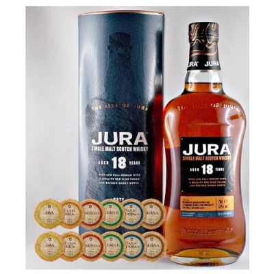 Abbildung von Jura 18 Jahre Single Malt Whisky + 12 Edelschokoladen in 6 Sorten