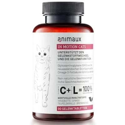 Abbildung von animaux in Motion Cats 90 Gelenktabletten Ergänzungsfuttermittel für Katzen, mit Teufelskralle, Ginkgo und Hagebutte, unterstützt Knochen, Gelenke &amp; Knorpel