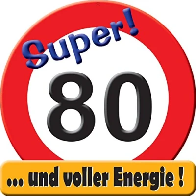 Abbildung von 1 Riesenschild SUPER ! 80 mit Text, im Polybeutel Pappe, 50 cm