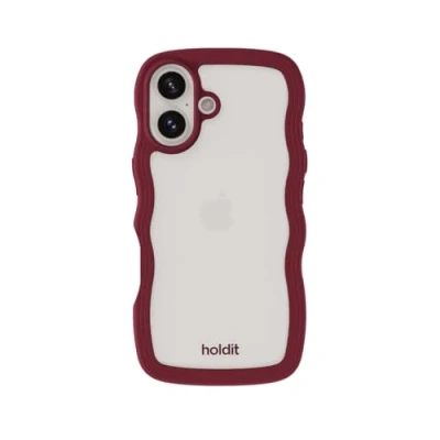 Abbildung von holdit Wavy Case Frame iPhone 16 Red Velvet/Transparent