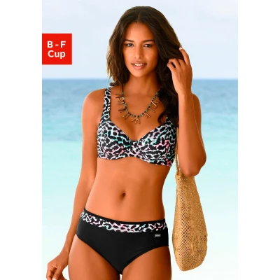 Abbildung von Venice Beach Bikini schwarzbedruckt, Damen, Größe: 36xD, Schwarz bedruckt