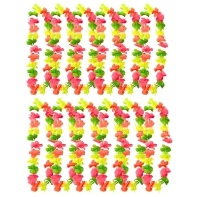 Abbildung von UV FLOOR Neonfarbene Blumenkette Premium Qualität Neonfarbenes Zubehör Party Kostüm Mehrfarbig 12er Set