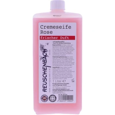 Abbildung von Reuschenbach Cremeseife Rose 1 Liter pH hautfreundlich, Handseife dermatologisch getestet, für häufige Anwendung rückfettend, handelsübliche Seifenspender geeignet