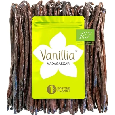 Abbildung von VANILLIA BIO 15 Bourbon Vanilleschoten aus Madagaskar Grand Cru Qualität Jahrgang 2024 14/16cm Vanille Beutel FreshZIP