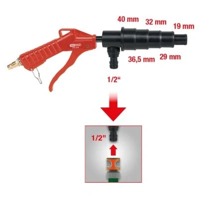 Abbildung von KS TOOLS 515.1216 Druckluftpistole 19, 29, 32, 36,5, 40 1/4 6,3