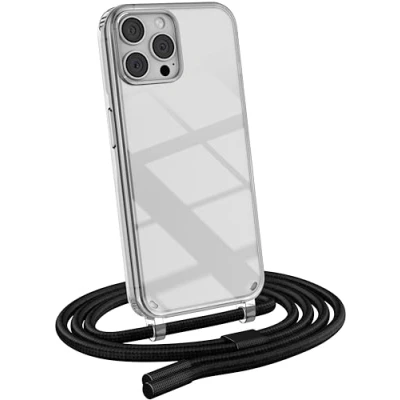 Abbildung von MyGadget Handykette für iPhone 13 Pro [ Hülle mit Band abnehmbar &amp; verstellbar ] Handyhülle Handyband zum Umhängen Schnur Case Schutzhülle Schwarz