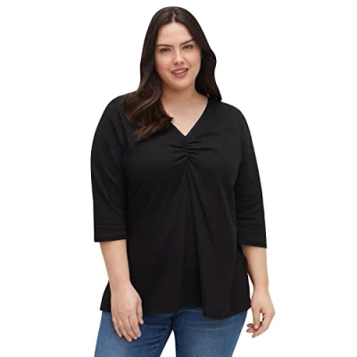 Abbildung von Sheego Langarmshirt, Damen, Größe: 44/46, Schwarz