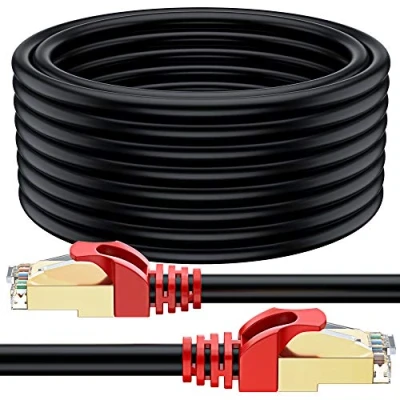 Abbildung von MutecPower 30m CAT 7 Außen Verwendung wasserdicht Direct Burial RJ45 Ethernet Netzwerkkabel SSTP 600 MHz Schwarz 30 Meter mit kabelbinder und klemmen