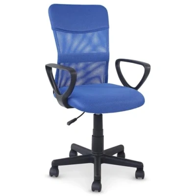 Abbildung von IDIMEX Bürodrehstuhl Jogo höhenverstellbar, blau ergonomischer Schreibtischstuhl mit Armlehnen, Drehstuhl atmungsaktivem Mesh Stoffbezug, Stuhl für Büro und Home Office