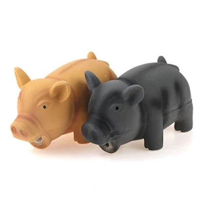 Abbildung von Chiwava 2 Stück 16,5 cm Quitschende Hundespielzeug Latex Schwein GRUNTING Tier Sound Welpen Kauen Interaktives Spiel für Medium Hunde