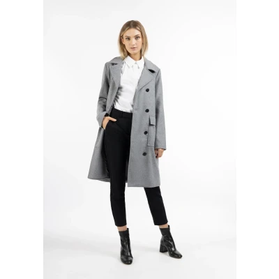 Abbildung von DREIMASTER klassischer Damen Übergangsmantel aus Wollmischung XS / Grau Melange 75% Polyester 15% Wolle 8% Polyacryl 2% Viskose