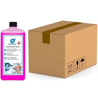 Abbildung von KaiserRein seife 12x1 L Flasche für Spender Nachfüll beutel Flüssig ohne Mineralöle, Parabene und allergieverdächtigen Duftstoffe