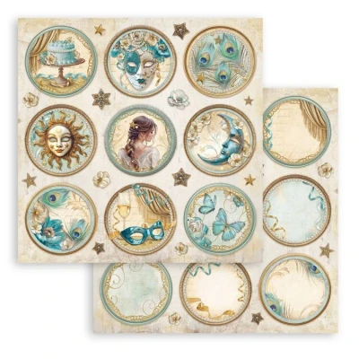 Abbildung von Stamperia Scrapbook Sheets for Scrapbooks, Albums, Card Making, Bullet Journals and More, Acid Free, Double Sided, Perfect Crafts Gifting (Masquerade, Rounds) (30.5 x 30.5cm)