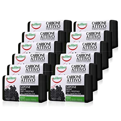 Abbildung von Equilibra Aktivkohle 100% pflanzliche Seife, 100 g, 12 Stück
