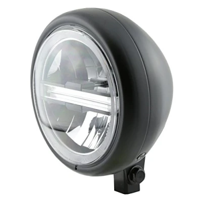 Abbildung von HIGHSIDER Pecos Typ 6 Motorrad 5 3/4 Zoll LED Scheinwerfer mit TFL, E geprüft (Schwarz)