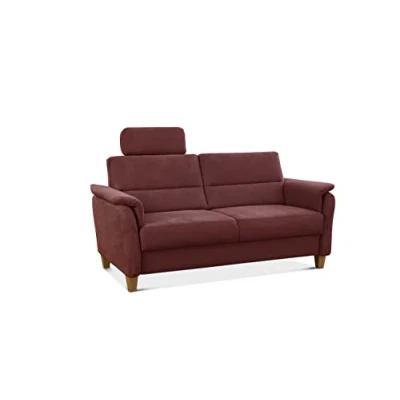 Abbildung von CAVADORE 3er Sofa Palera mit Federkern / Kompakte Dreisitzer Couch im Landhaus Stil inkl. 1 Kopfstütze 179 x 89 Mikrofaser, Rot