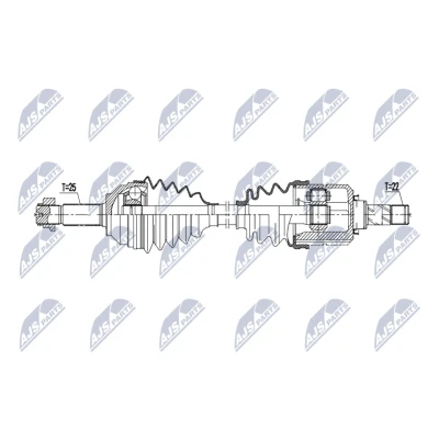 Abbildung von NTY NPW DW 069 Antriebswelle Vorderachse rechts 900mm Schaltgetriebe