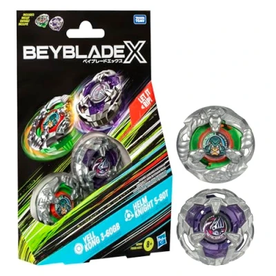 Abbildung von Beyblade X Yell Kong 3 60GB und Helm Knight 5 80T Dual Pack, Geschicklichkeitsspiel