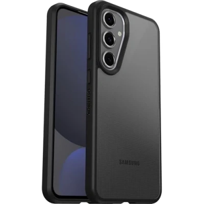 Abbildung von OtterBox Sleek Hülle für Samsung Galaxy S24 FE, stoßfest, sturzsicher, ultraschlank, schützende Hülle, Getestet nach Militärstandard, Transparent/Schwarz, Keine Einzelhandelsverpackung