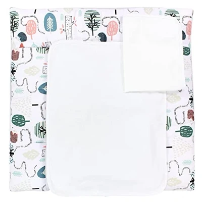 Abbildung von TupTam Wickelauflage inkl. 2 Frotteebezüge Modell MAR02579, Farbe: Igel im Wald/Mint, Größe: 75 x 80 cm