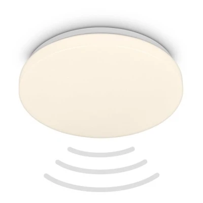 Abbildung von BRILONER LED Deckenlampe mit Bewegungsmelder 3m Reichweite IP54, Warmweiße Lichtfarbe, 120 Grad Erfassung, Deckenleuchte, Lampe, Badlampe, Badezimmerlampe, Küchenlampe, 27x6,5 cm, Weiß