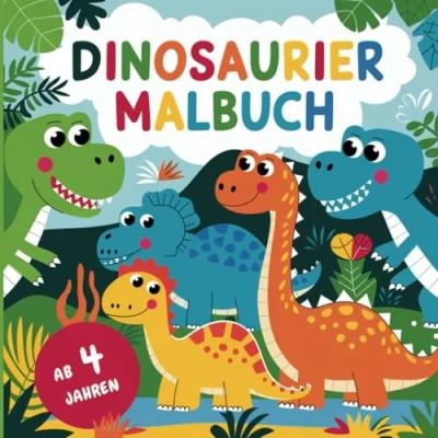 Abbildung von Dinosaurier Malbuch für Kids ab 4 Jahren T Rex, Triceratops, Stegosaurus und viele mehr