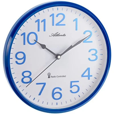 Abbildung von Atlanta Funkwanduhr Küchenuhr Funkgesteuert 26 cm Blau 4378 5