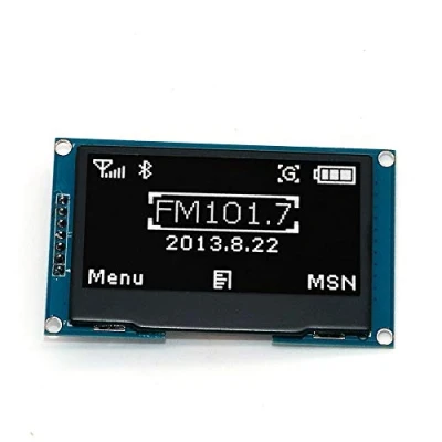 Abbildung von Fasizi 2,4 Zoll 128 x 64 OLED Displaymodul IIC I2C Serielle Peripherieschnittstelle für R3 weiße Schrift