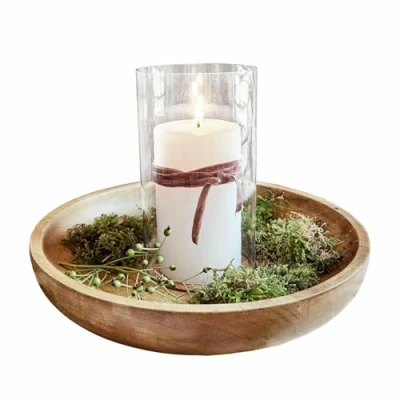 Abbildung von Loberon Kerzentablett Rocio, Individuell zu Dekorieren, Edler Materialmix, Dekoration, Wohn Accessoire, Mangoholz, Glas, braun