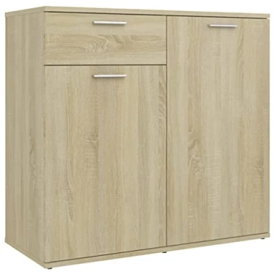 Abbildung von vidaXL Sideboard mit 2 Türen 1 Schublade Kommode Anrichte Mehrzweckschrank Beistellschrank Schrank Standschrank Sonoma Eiche 80x36x75cm Holzwerkstoff