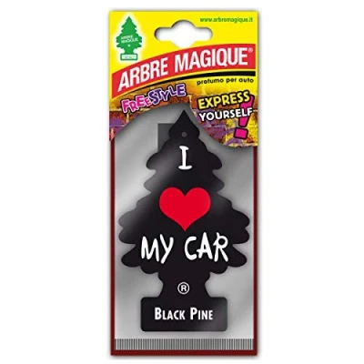 Abbildung von Arbre Magique Lufterfrischer für Auto, Duft Black Pine, hält bis zu 7 Wochen, hergestellt in Italien, 1 Stück