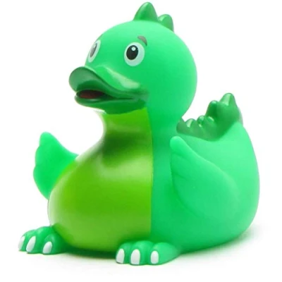 Abbildung von Dinosaurier Badeente I Quietscheentchen L: 9 cm inkl. Badeenten Schlüsselanhänager im Set