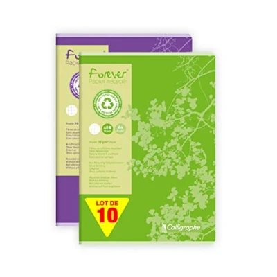 Abbildung von Clairefontaine 17125C Packung mit 10 Heften gebunden Forever DIN A4, kariert, 48 Blatt, farbig sortiert, 1 Pack