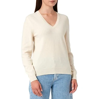 Abbildung von United Colors of Benetton Merino V NECK Strickpullover Strickpullover, Damen, Größe: 38, White