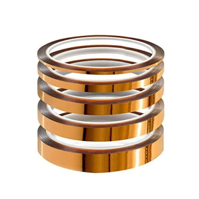 Abbildung von YIXISI 5 Stücke Kapton Tape, Hohe Temp Hohen Temperaturen Hitzebeständig Klebeband, Polyimid Film Klebeband (3mm/6mm/8mm/10mm/12mm * 33m)