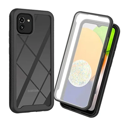 Abbildung von XINNI Hülle für Samsung Galaxy A03, 360 Grad Stoßfeste Schutzhülle mit Integriertem Bildschirmschutz, Robuster Bumper Outdoor Full Body Case, Schwarz