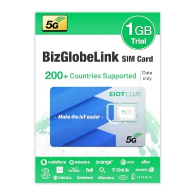Abbildung von EIOTCLUB Prepaid SIM für Reisen, BizGlobeLink Daten Karte Internationale Nutzung in 200 Ländern, nur Daten, 5G/4G LTE, Ohne Vertrag, Nachfüllbar, Handys, WLAN Router &amp; Tablets