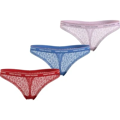 Abbildung von Tommy Hilfiger Premium Essentials Thong 3 PACK String, Damen, Größe: 3XL, Fierce red/blue spell/pearly pink